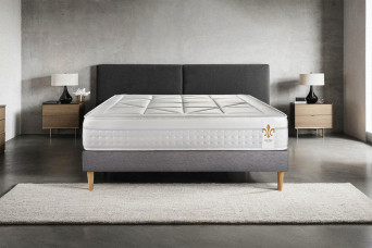 Ensemble Matelas Sommier 140x190 cm - Sommier Gris (en kit) - Vingt-Huit