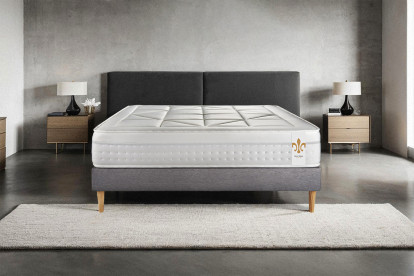 Ensemble Matelas Sommier 140x190 cm - Sommier Gris (en kit) - Vingt-Huit
