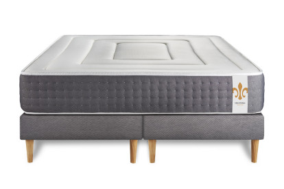 Ensemble Matelas Sommier 200x200 cm - 2 Sommiers Gris - Vingt-Six