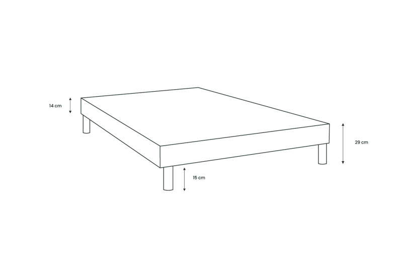 Sommier Tapissier 100x200 cm - H29 cm - Bouclette - Gris