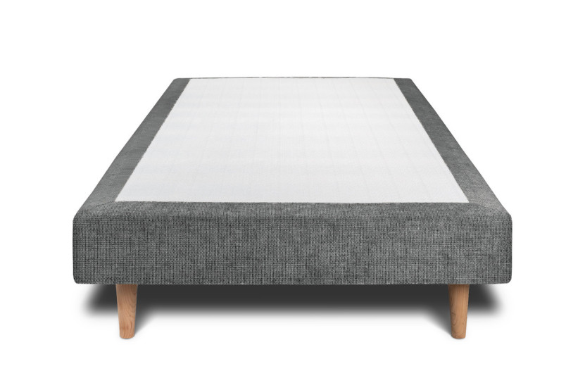 Sommier Tapissier 100x200 cm - H29 cm - Toile nattée - Gris anthracite