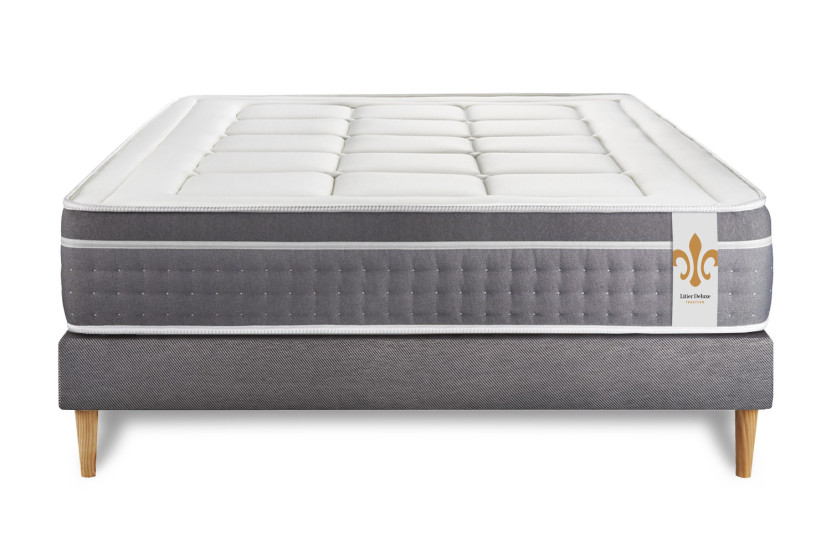 Ensemble Matelas Sommier 160x200 cm - Sommier Gris (déjà monté) - Trente
