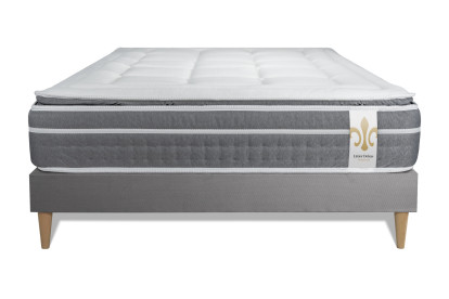 Ensemble Matelas Sommier 140x190 cm - Sommier Gris (en kit) - Trente PLUS