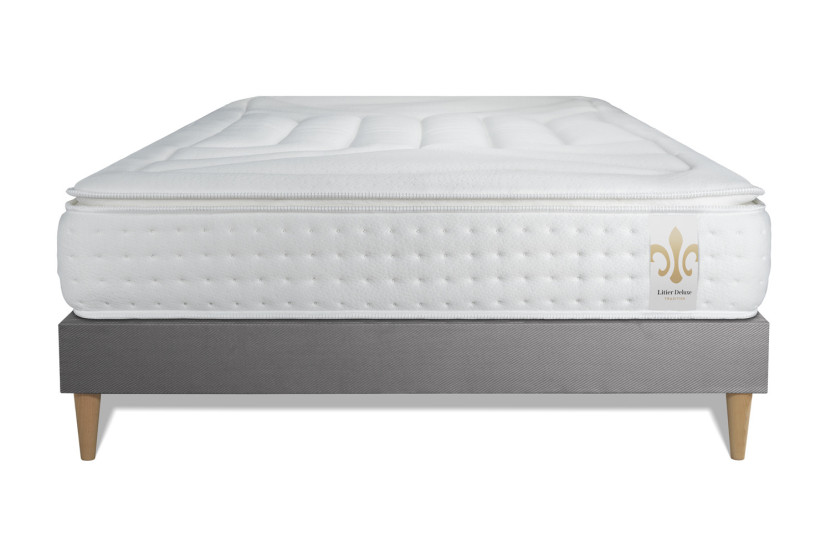 Ensemble Matelas Sommier 180x200 cm - Sommier Gris (en kit) - Vingt-Quatre PLUS
