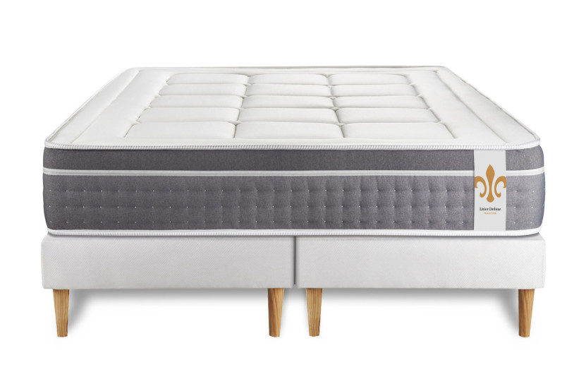 Ensemble Matelas Sommier 180x200 cm - 2 Sommiers Blanc - Trente