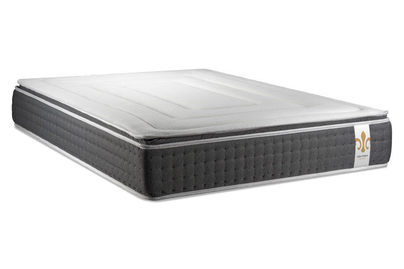 Pack lit complet 140x190 cm - Matelas + Sommier Gris + 2 oreillers + Couette - Vingt-Six PLUS