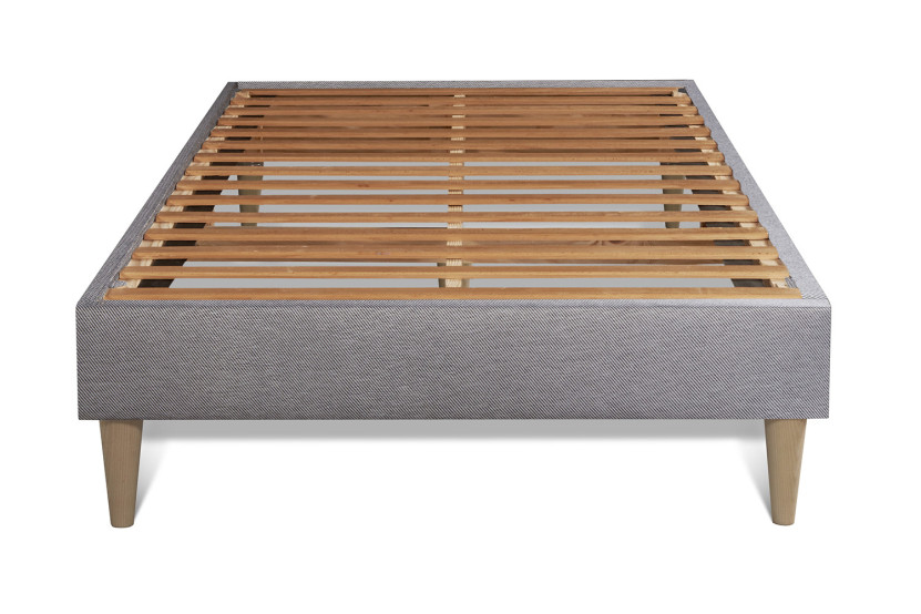 Ensemble Matelas Sommier 90x200 cm - Sommier Gris (en kit) - Vingt-Quatre
