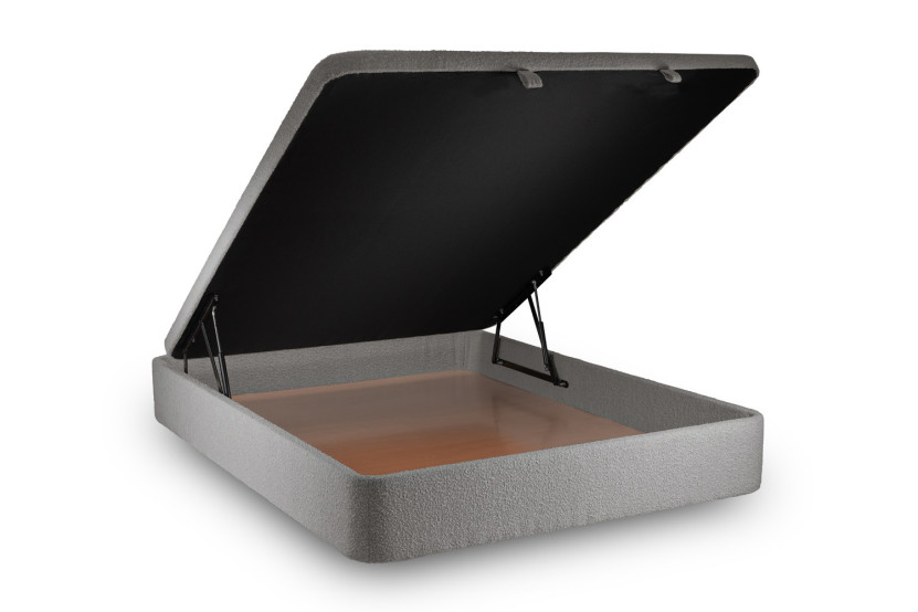 Sommier Coffre 140x200 cm - Bouclette - Gris