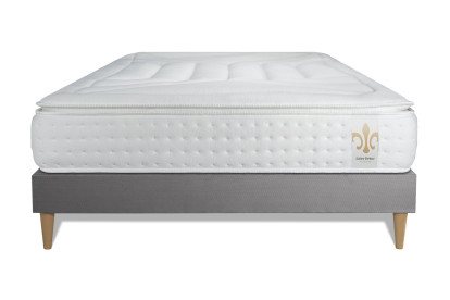 Ensemble Matelas Sommier 140x190 cm - Sommier Gris (en kit) - Vingt-Quatre PLUS