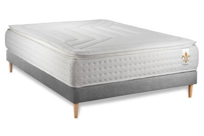 Ensemble Matelas Sommier 200x200 cm - Sommier Gris (en kit) - Vingt-Quatre PLUS