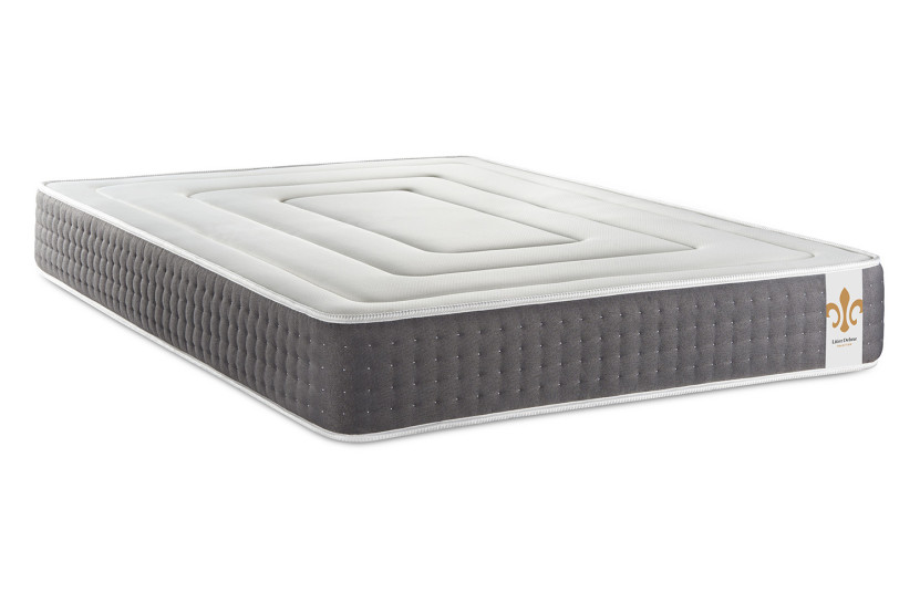 Pack lit complet 140x190 cm - Matelas + Sommier Gris + 2 oreillers + Couette - Vingt-Six