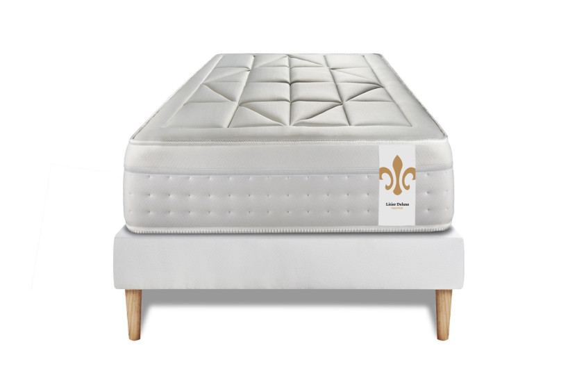 Ensemble Matelas Sommier 90x190 cm - Sommier Blanc (déjà monté) - Vingt-Huit