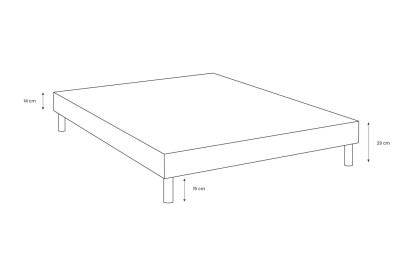 Sommier Tapissier 135x190 cm - H29 cm - Velours - Gris anthracite