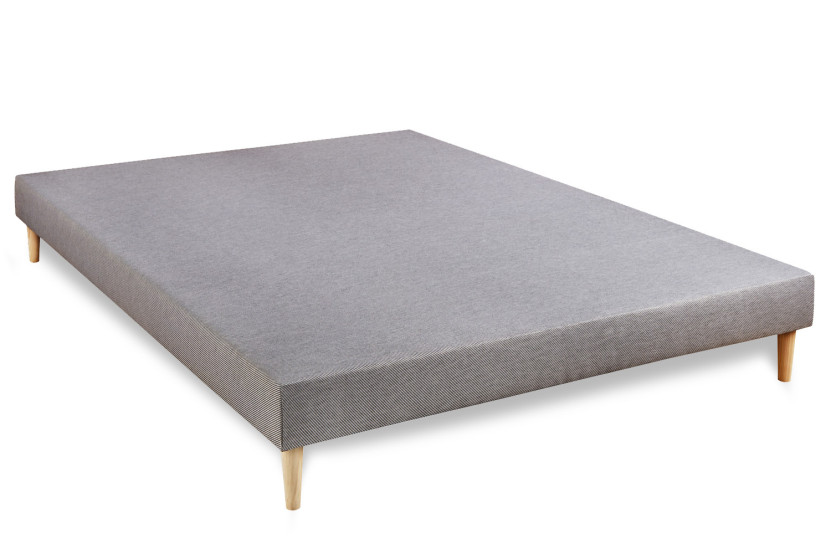 Pack lit complet 160x200 cm - Matelas + Sommier Gris + 2 oreillers + Couette - Vingt-Six