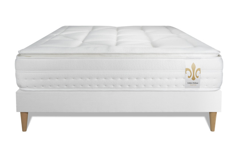 Ensemble Matelas Sommier 140x200 cm - Sommier Blanc (en kit) - Vingt-Huit PLUS