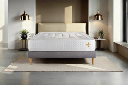 Ensemble Matelas Sommier 160x200 cm - Sommier Gris (en kit) - Vingt-Quatre