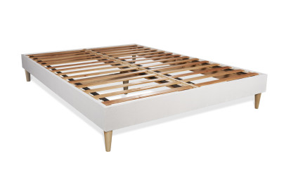 Pack lit complet 160x200 cm - Matelas + Sommier Blanc (en kit) + 2 oreillers + Couette - Vingt-Huit PLUS