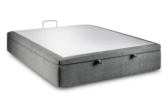 Sommier Coffre 140x190 cm - Toile nattée  - Gris anthracite