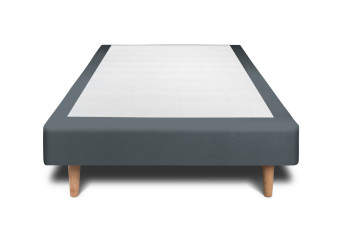 Sommier Tapissier 90x190 cm - H29 cm - Velours - Gris anthracite