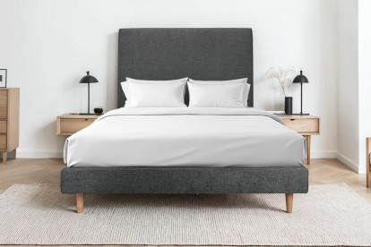 Sommier Tapissier 160x200 cm - H29 cm - Toile nattée - Gris anthracite