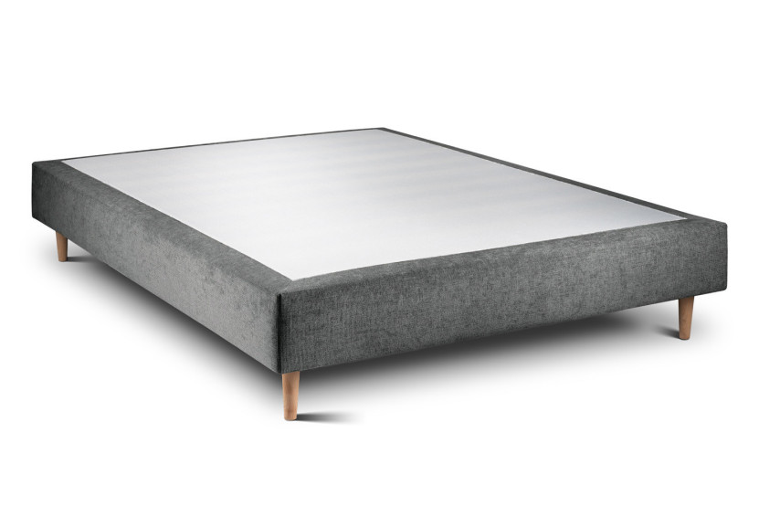 Sommier Tapissier 150x190 cm - H35 cm - Toile nattée - Gris anthracite