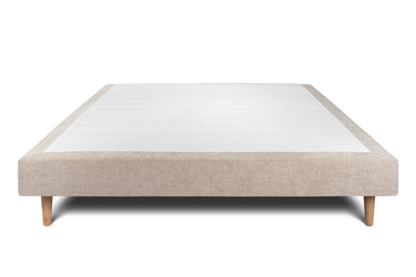 Sommier Tapissier 135x190 cm - H29 cm - Toile nattée - Beige brun