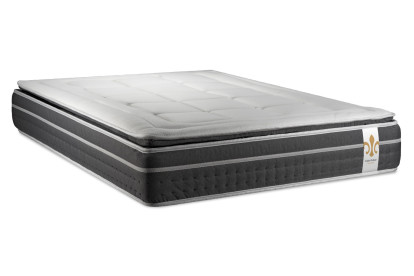 Pack lit complet 200x200 cm - Matelas + Sommier Gris (en kit) + 2 oreillers + Couette - Trente PLUS