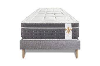 Ensemble Matelas Sommier 90x200 cm - Sommier Gris (en kit) - Trente