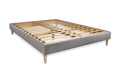 Pack lit complet 160x200 cm - Matelas + Sommier Gris (en kit) + 2 oreillers + Couette - Vingt-Quatre PLUS