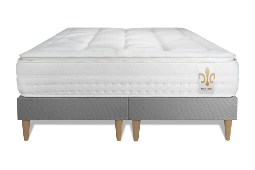 Ensemble Matelas Sommier 180x200 cm - 2 Sommiers Gris - Vingt-Huit PLUS