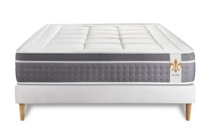 Ensemble Matelas Sommier 200x200 cm - Sommier Blanc (en kit) - Trente