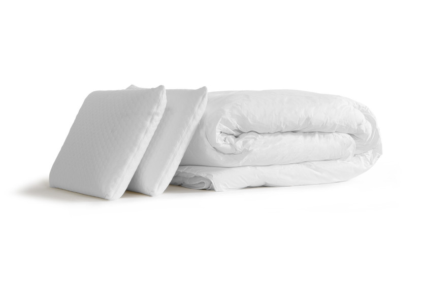 Pack lit complet 180x200 cm - Matelas + 2 Sommiers Gris + 2 oreillers + Couette - Vingt-Huit PLUS
