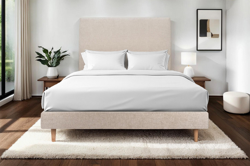 Sommier Tapissier 160x200 cm - H29 cm - Toile nattée - Beige brun