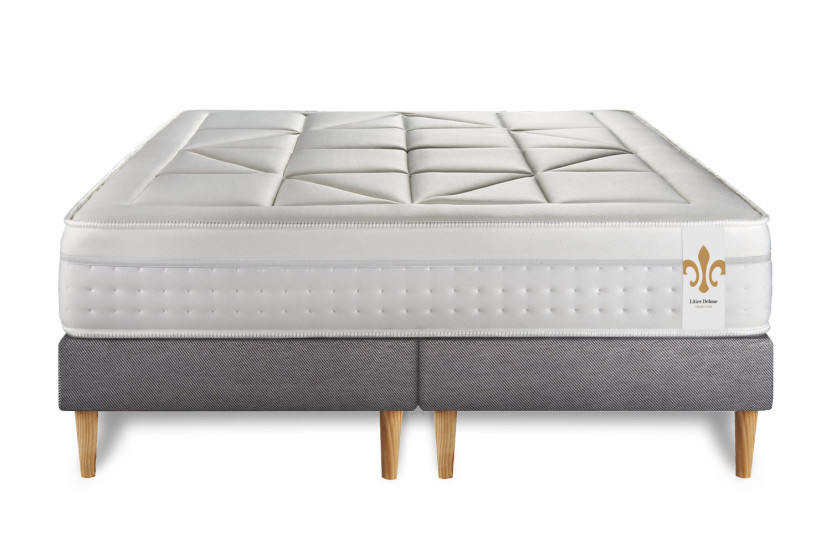 Ensemble Matelas Sommier 180x200 cm - 2 Sommiers Gris - Vingt-Huit