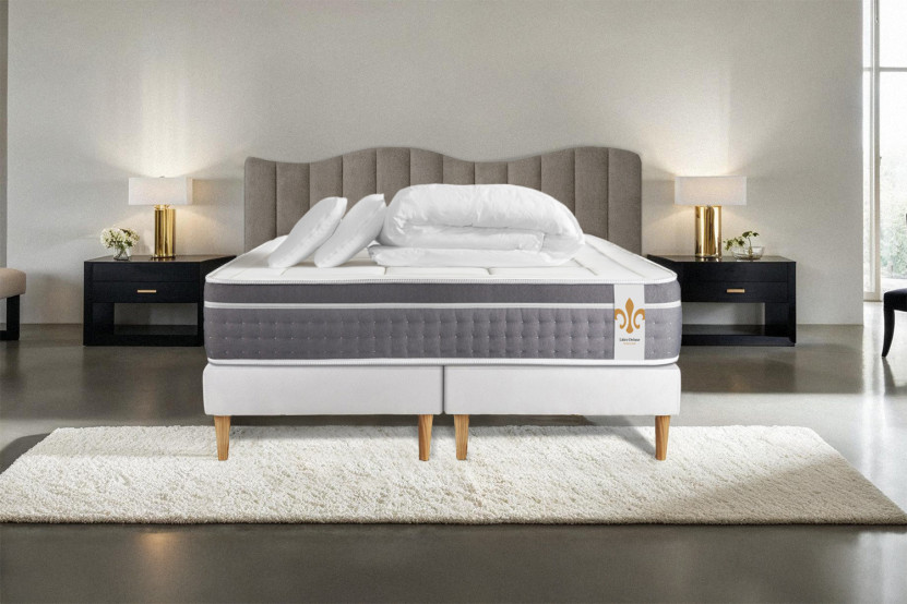 Pack lit complet 180x200 cm - Matelas + 2 Sommiers Blancs + 2 oreillers + Couette - Trente