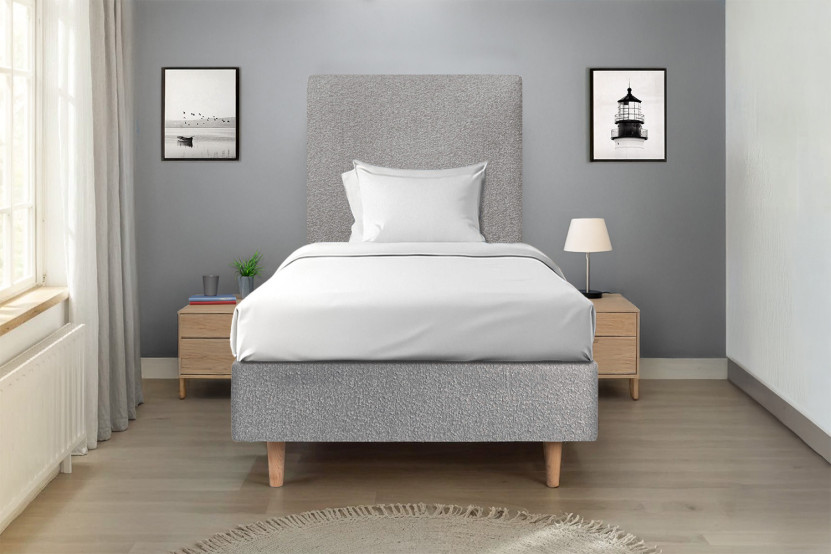 Sommier Tapissier 80x200 cm - H35 cm - Bouclette - Gris