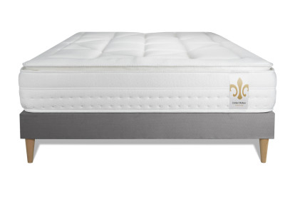 Ensemble Matelas Sommier 140x190 cm - Sommier Gris (en kit) - Vingt-Huit PLUS