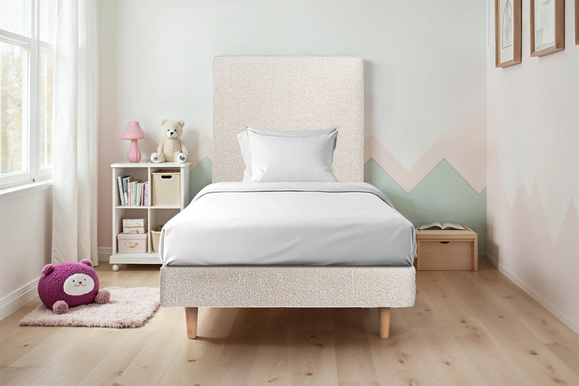 Sommier Tapissier 90x190 cm - H29 cm - Bouclette - Beige clair