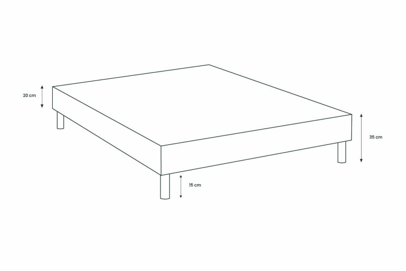 Sommier Tapissier 150x200 cm - H35 cm - Bouclette - Gris