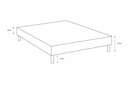 Sommier Tapissier 150x190 cm - H35 cm - Toile nattée - Beige clair