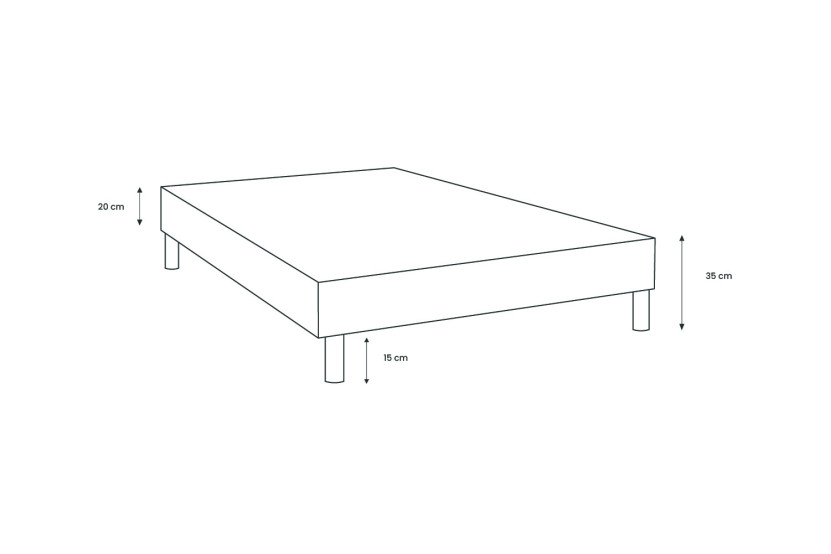 Sommier Tapissier 80x200 cm - H35 cm - Velours - Gris anthracite