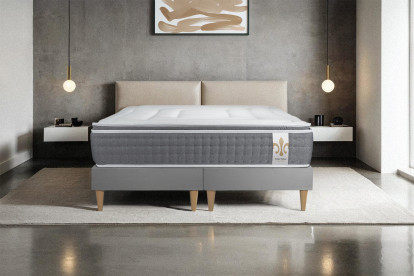 Ensemble Matelas Sommier 160x200 cm - 2 Sommiers Gris - Vingt-Six PLUS