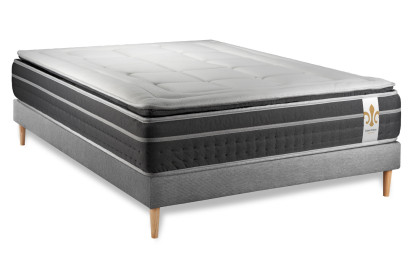 Ensemble Matelas Sommier 140x190 cm - Sommier Gris (déjà monté) - Trente PLUS