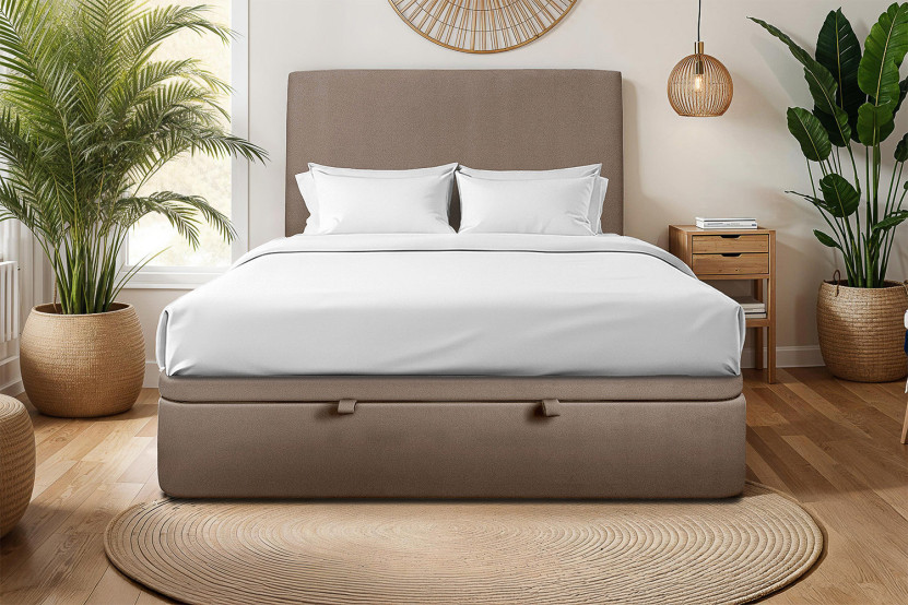 Sommier Coffre 160x200 cm - Velours - Taupe