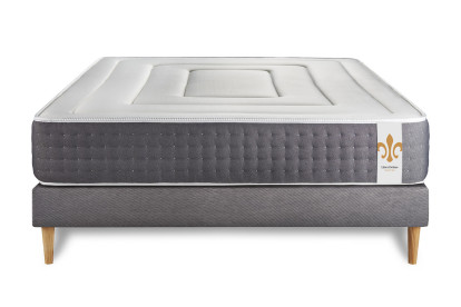 Ensemble Matelas Sommier 140x200 cm - Sommier Gris (en kit) - Vingt-Six