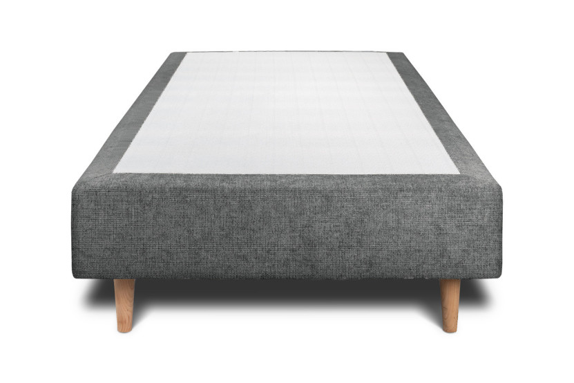 Sommier Tapissier 90x190 cm - H35 cm - Toile nattée - Gris anthracite