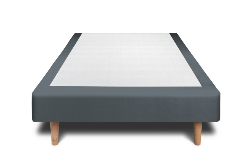 Sommier Tapissier 100x200 cm - H29 cm - Velours - Gris anthracite