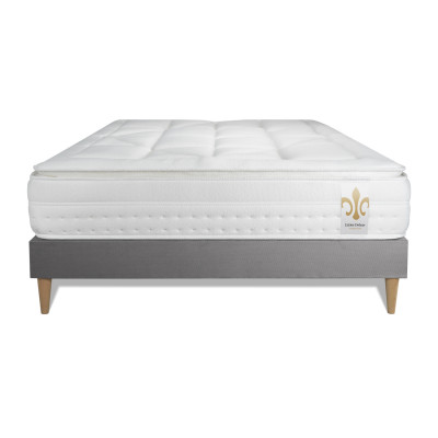 Ensemble Matelas Sommier 160x200 cm - Sommier Gris (déjà monté) - Vingt-Huit PLUS
