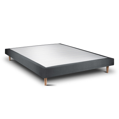 Sommier Tapissier 160x200 cm - H29 cm - Velours - Gris anthracite