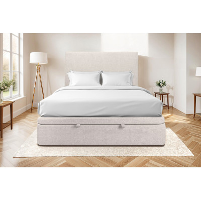 Sommier Coffre 140x190 cm - Toile nattée  - Beige clair